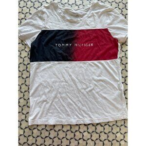 Tommy Hilfiger Womens Colorblock Logo T-Shirt S Red/White/Black
